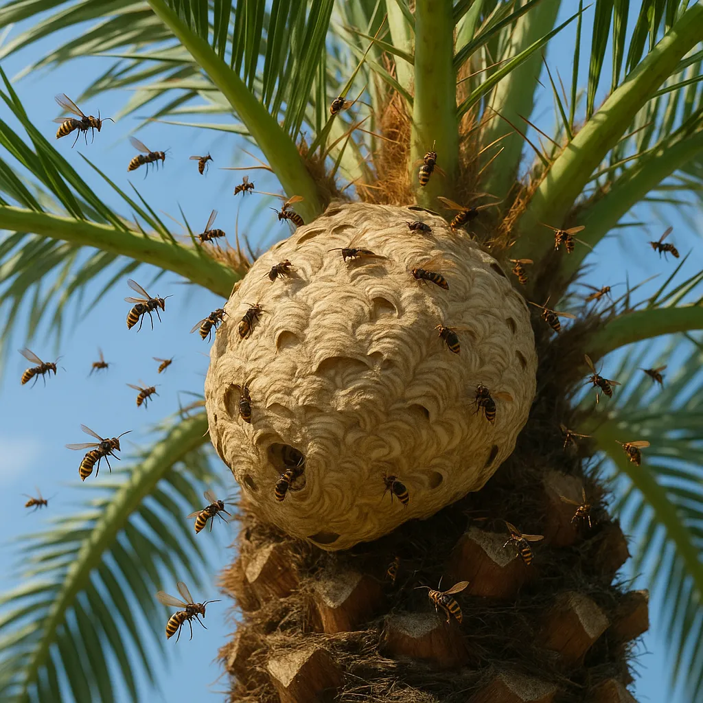Nid de frelons dans un palmier à Fréjus : quels dangers ?