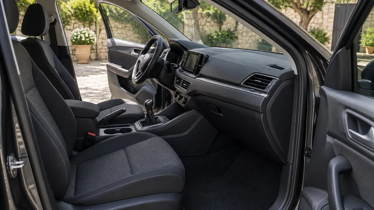 Illustration : habitacle de voiture avec sièges en tissu