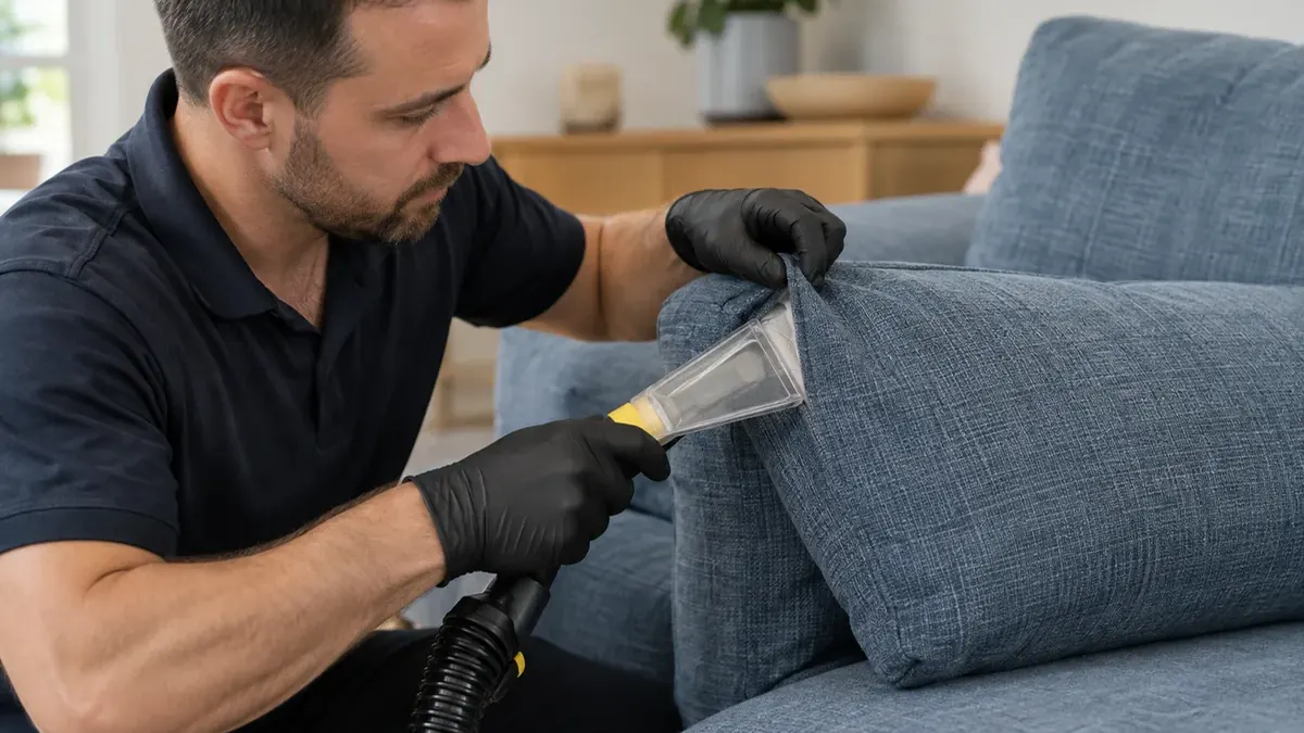 Illustration : essai de nettoyage sur une zone de tissu