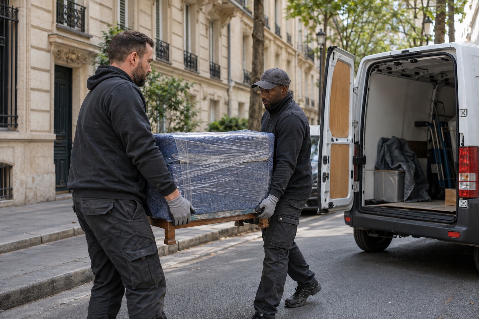 Transport organisé d’un meuble protégé vers un véhicule