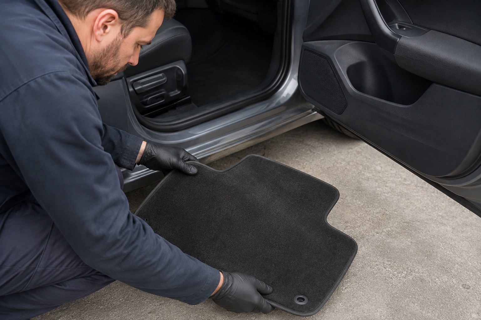 Observation d’un tapis amovible près d’une portière ouverte