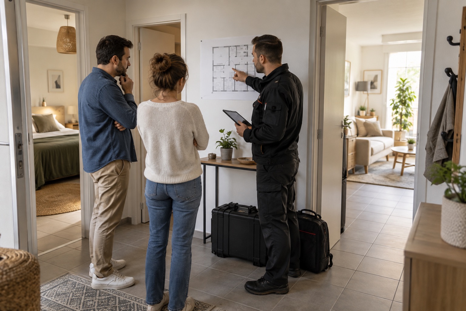 Repérage des différentes pièces d’un logement avec ses occupants