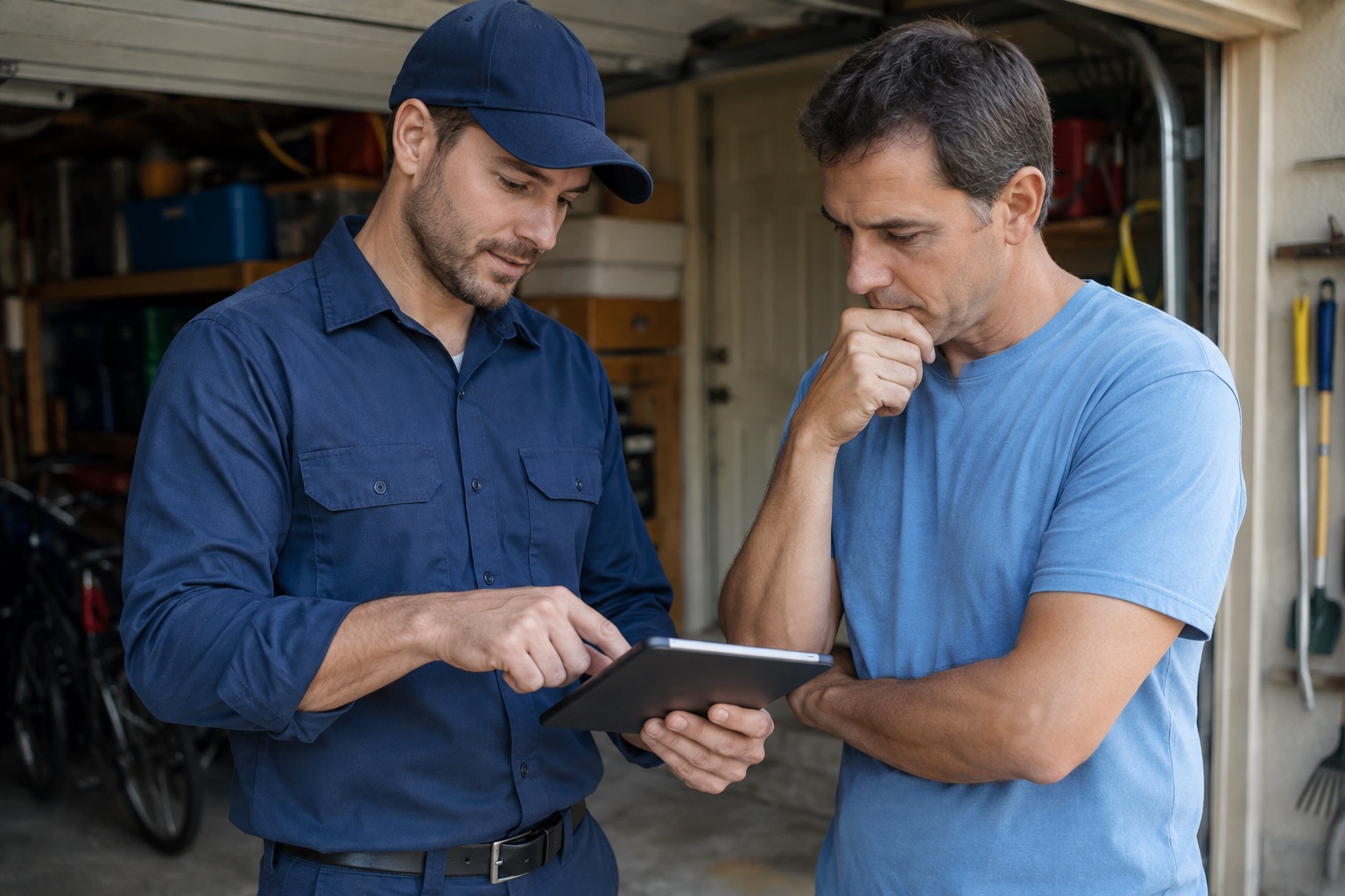Échange avec un technicien autour du plan d’un garage