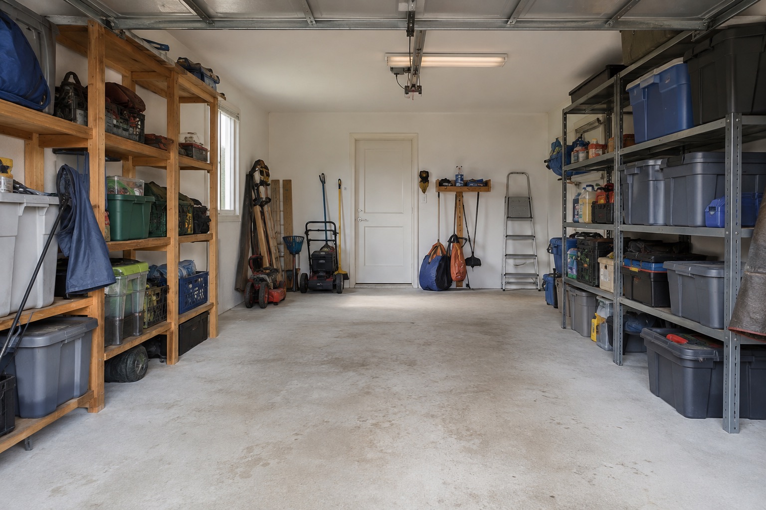 Garage rangé avec passages de contrôle dégagés